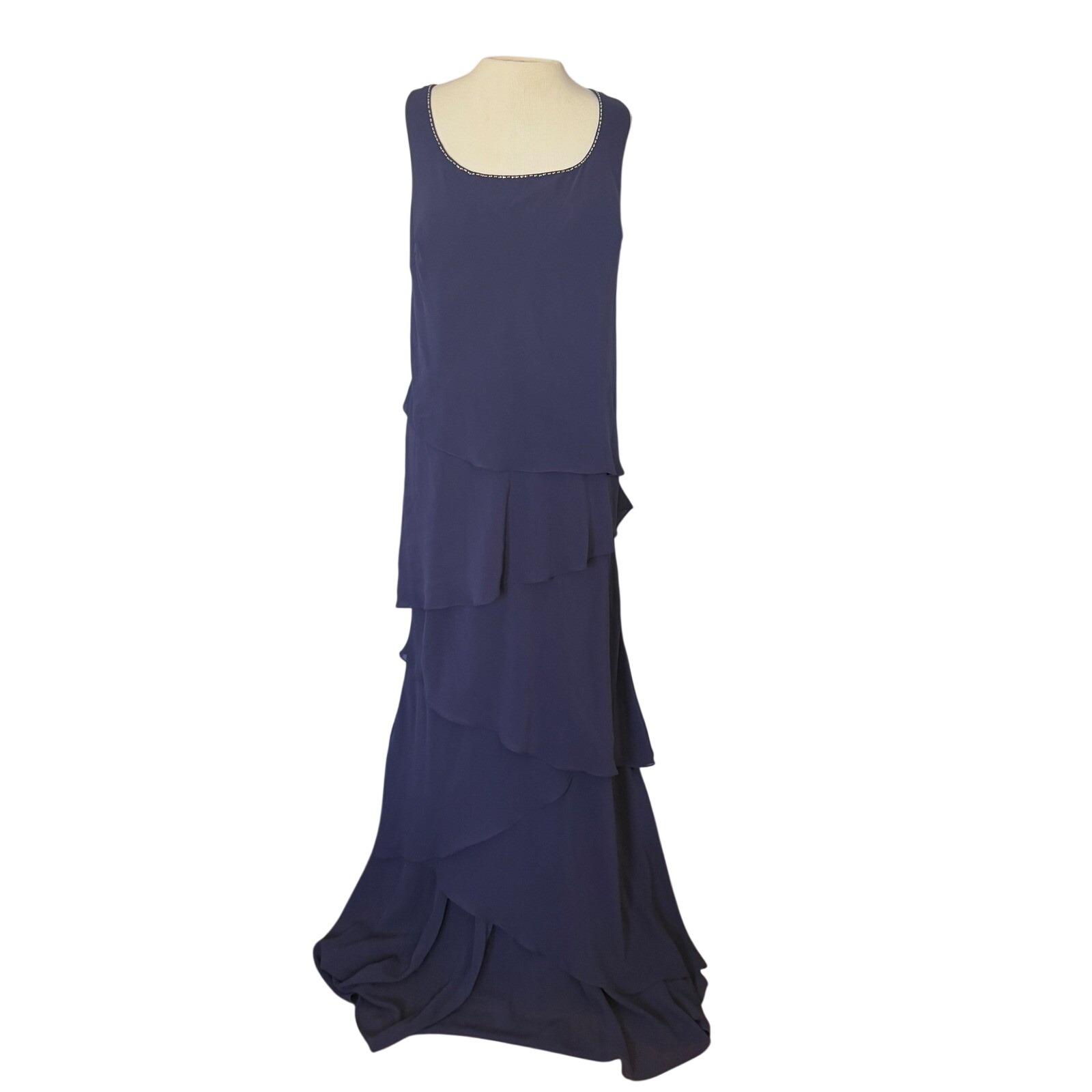 New Alyce Paris Eggplant Purple Tiered Chiffon Gown Dress Size 20 Wedding Guest